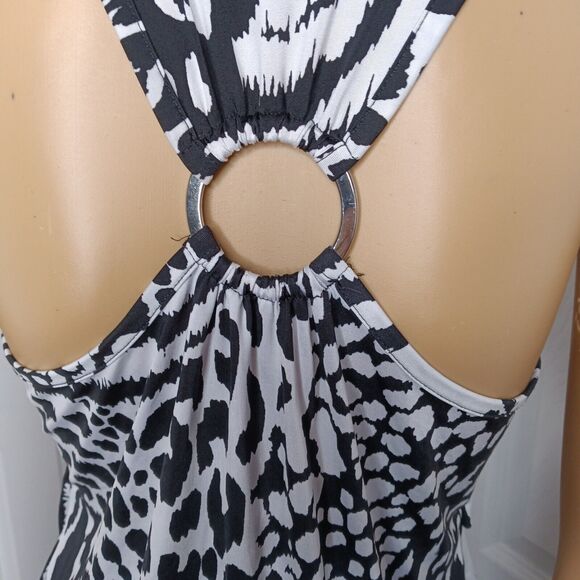 BCX Women's Medium Summer Black & White Ruffle Top Beachy Boho - Picture 8 of 16